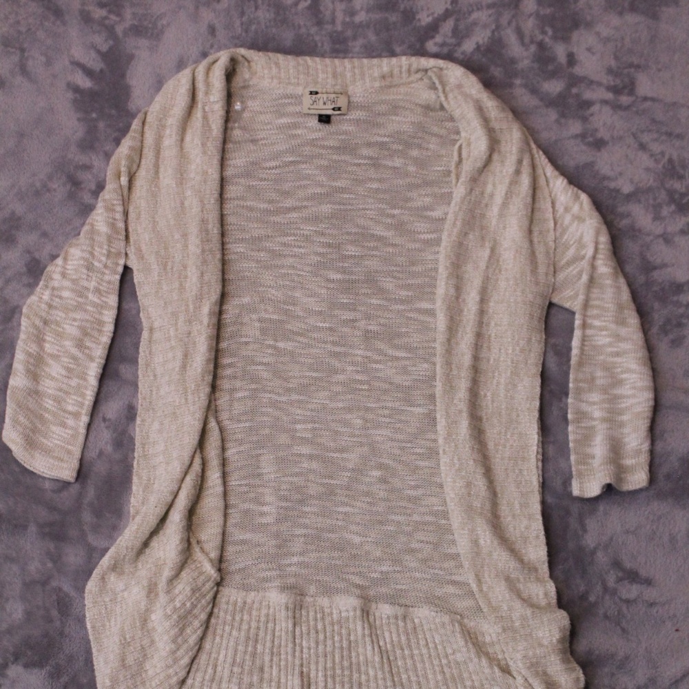 Beige 3/4 Length Sleeve Cardigan